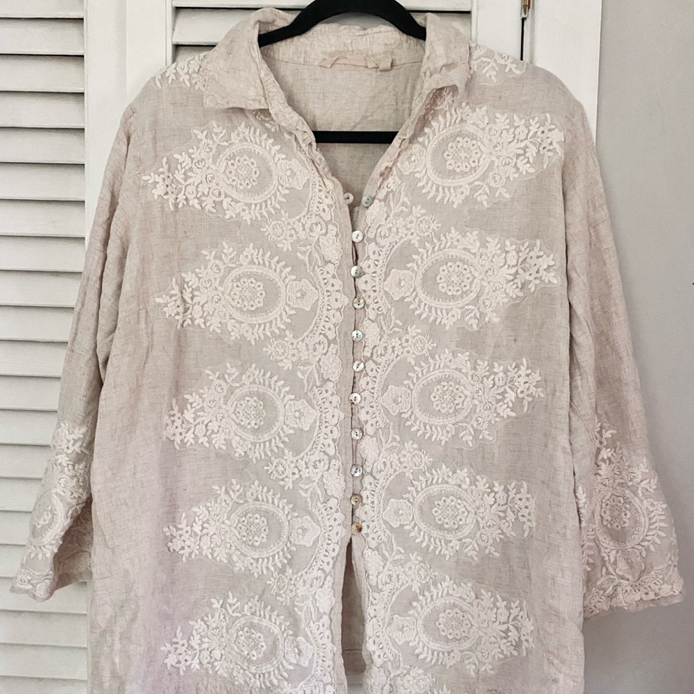 Womens Linen Blend Blouse